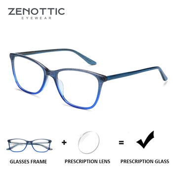 Очки по рецепту из ацетата ZENOTTIC для Женщин, Оптические Очки от Близорукости, Фотохромные Очки с Защитой от Синего Излучения, Прозрачные Прозрачные Очки