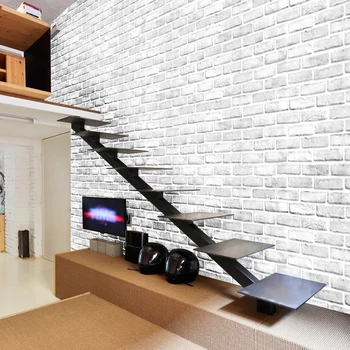 ПВХ обои Современные 3D стерео обои из белого кирпича для гостиной, столовой, домашнего декора, самоклеящиеся водонепроницаемые виниловые наклейки
