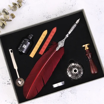 Перьевая ручка, ретро-костюм в европейском стиле, британский тонущий восковой штамп, подарочная коробка, капельная ручка