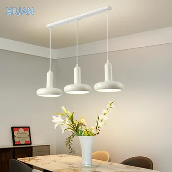 Подвесные светильники для столовой Bauhaus LED E27 Из белого металла, бра, люстра для гостиной, Подвесной светильник для кухни, островного бара, офиса
