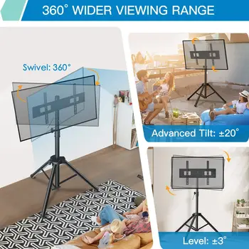 Подставка для телевизора -Портативная подставка для телевизоров с плоским экраном 37-80 дюймов LED LCD OLED-Регулируемая по высоте Напольная подставка для телевизора с дисплеем VESA 600x4