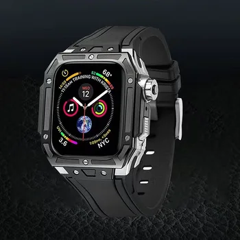 Подходит для модификации Apple Watch, защитного чехла Apple Watch, встроенного металлического корпуса из нержавеющей стали диаметром 44/45 мм