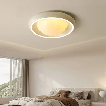 Простой современный светодиодный потолочный светильник BOSSEN скандинавского кремового цвета, круглый потолочный светильник для главной спальни, гостиной, столовой.