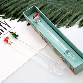  Рождественский подарок канцелярские принадлежности подарочная ручка стеклянная ручка с цветными чернилами