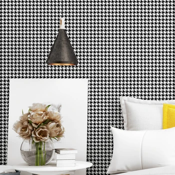 Рулон обоев в скандинавском стиле, черно-белый хаундстут, современные геометрические обои для спальни, декор для гостиной