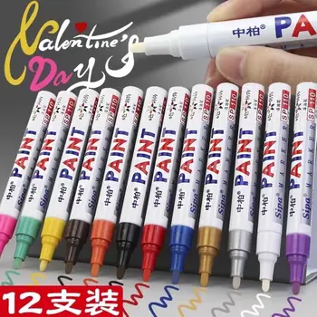 ручка для рисования 12 цветов, маслянистый белый маркер для граффити на шинах, Металл, Пластик, Дерево, Граффити на камне, обувь для рисования
