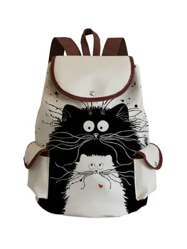 Рюкзак с принтом кота из мультфильма для подростка, простая модная школьная сумка, Рюкзак на шнурке Большой емкости, Экологичная сумка для книг