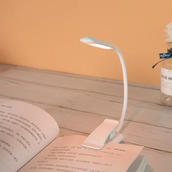 Светодиодные Книжные Светильники USB Перезаряжаемый 3-Уровневый Теплый Белый Ночник Регулируемая Настольная Лампа для Чтения с Зажимом для Гусиных Шеек Спальня Кабинет