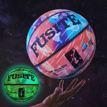 Светящийся В Ночи Баскетбольный мяч Размер 7 Из Искусственной Мягкой Кожи Звездное Небо, Светящийся Баскетбольный мяч Для взрослых И Детей, Подарочный Баскетбольный мяч