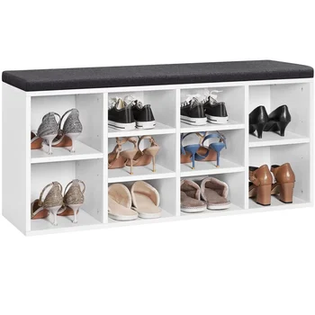 Скамейка для хранения обуви на 10 ячеек, дерево, пена и ткань, белые шкафы для обуви muebles
