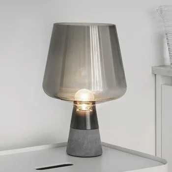 Скандинавская креативная современная простая бетонная настольная лампа в гостиной, спальне в саду, серая прикроватная тумбочка для кабинета, стеклянная настольная лампа, настольный светильник