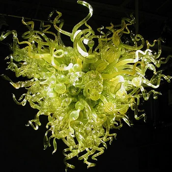 Современные Люстры Лампа зеленого цвета 32 Дюйма из выдувного стекла Ручной работы Подвесные светильники для гостиной Украшения кухни