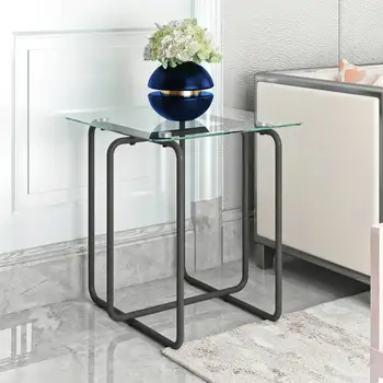 Современный журнальный столик из закаленного стекла, приставной столик для гостиной, спальни, прозрачный