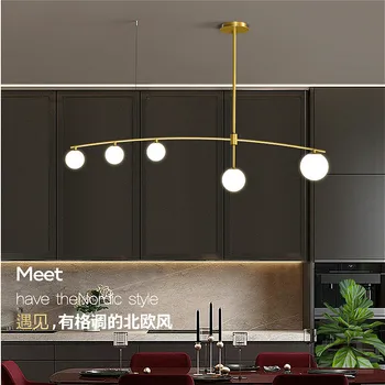 Современный минималистичный стеклянный шар, золотая/черная железная люстра, Скандинавская длинная люстра для помещений, офисный бар, кухня, ресторан, освещение, CD