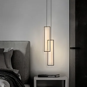 Современный прямоугольный светодиодный подвесной светильник для гостиной, Домашняя Люстра, Освещение Для домашнего Декора, Прикроватная тумбочка для спальни, подвесной светильник