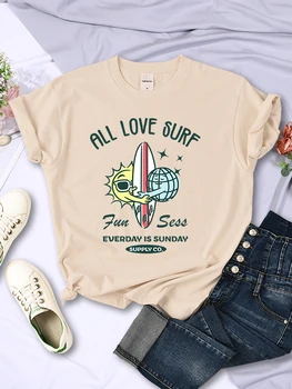 Солнце и Земля, все любят Серфинг, Женская футболка, дышащая Футболка, мягкие прохладные летние топы, Пуловеры, Модные повседневные футболки с коротким рукавом