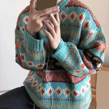 Стильный осенний свитер с круглым вырезом, толстый весенний свитер, Пуловер с защитой от усадки, мужской свитер