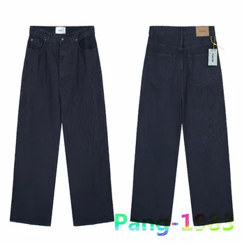 Темно-синие винтажные укладки Vujade, старые широкие джинсы Для мужчин и женщин 1:1, Высококачественные Прямые джинсы свободного кроя