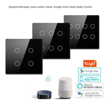 Требуется нейтральный провод Tuya Wifi Smart Switch Приложение Smart Life Сенсорный переключатель 124 Бразилия Технические характеристики для Alexa Google Home