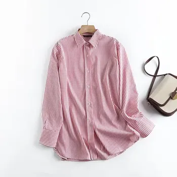 Увядший 2023, Весенне-летняя Новая Женская Повседневная рубашка в полоску, приталенная рубашка с длинным рукавом, Женская