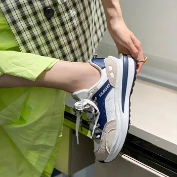 Удобные мужские кроссовки в корейском стиле, повседневная обувь для прогулок, увеличивающая рост, Модная обувь со шнуровкой на толстой подошве