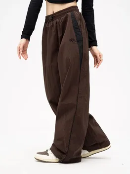 Уличный повседневный корсет в стиле харадзюку, спортивные брюки в стиле хип-хоп с эластичной резинкой на талии, свободные винтажные широкие брюки с прямыми штанинами