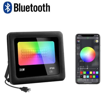 Уличный светодиодный прожектор мощностью 20 Вт с Bluetooth Smart RGB с управлением приложением, светодиодные прожекторы для садовой вечеринки, ландшафтное освещение сцены