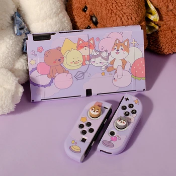 Фиолетовый OLED-чехол Switch, Переносная защитная оболочка для кошек и собак для Nintendo Switch, разделенный чехол из ТПУ, защитный чехол для Switch