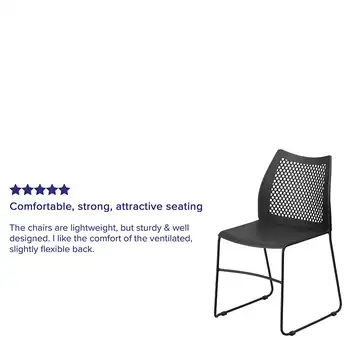 Флэш-мебель Серии HERCULES 661 фунт. Вместительный черный складной стул с вентиляционной спинкой и основанием для салазок, покрытым черным порошком