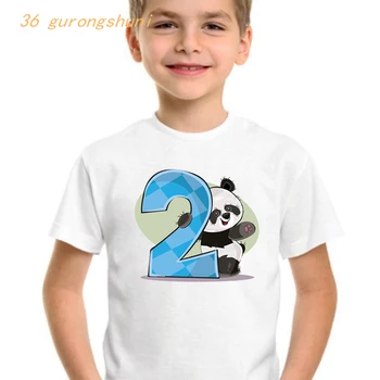 футболка со 2-м номером, футболки для мальчиков, милая детская футболка с пандой, детская одежда, футболки, топы для девочек, рубашки, детская одежда