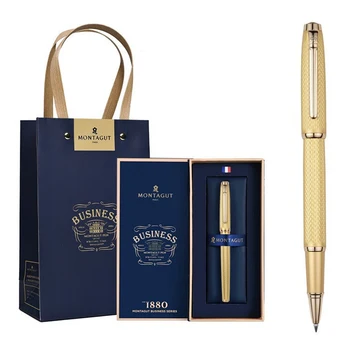 Шариковая ручка Montagut Classic с серебряной и золотой отделкой, Иридиевая Роликовая Шариковая ручка, Изысканная Канцелярская Подарочная ручка для письма