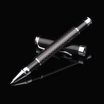 Шариковая ручка из Углеродного волокна, Металл, Черный, Серебристый, Фирменный Школьник, Офисные Канцелярские Принадлежности, Чернильные ручки