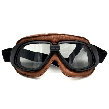 Шлем Очки с дымящимися линзами Мотоциклетные очки Винтажные пилотские байкерские кожаные очки для мотоцикла, велосипеда, квадроцикла
