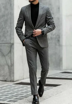Элегантные Деловые костюмы для мужчин, бальная одежда для выпускного вечера, сшитая на заказ, модная приталенная двойка (пиджак + брюки) Conjuntos De Blazer